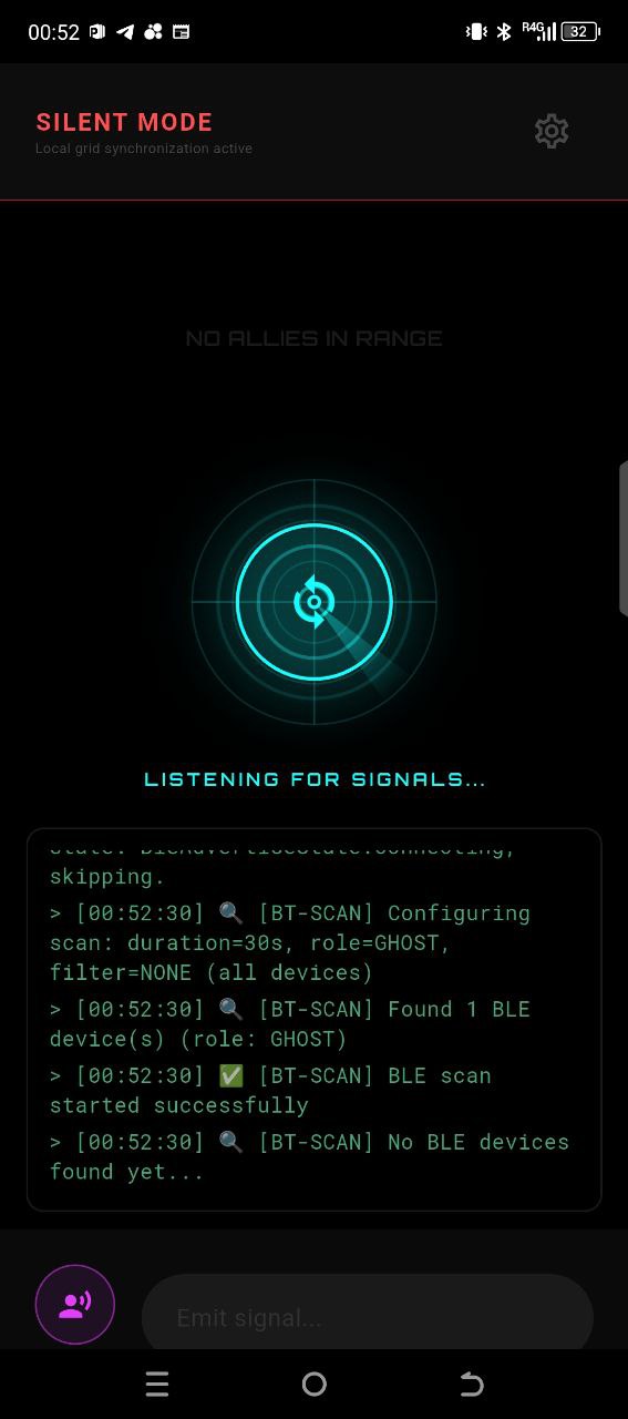 App screen — radar or chat